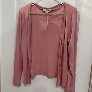 Pink Button-Up Cardigan